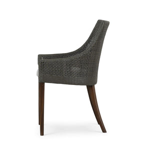 Savanah Dining Chair in Midnight Olive Rattan & Walnut Legs w/ Dinara Natural Cushion-Blue Hand Home
