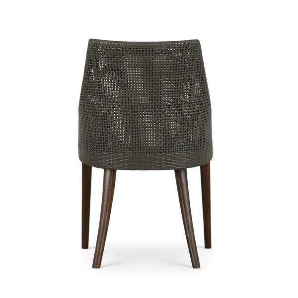 Savanah Dining Chair in Midnight Olive Rattan & Walnut Legs w/ Dinara Natural Cushion-Blue Hand Home