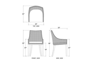 Savanah Dining Chair in Midnight Olive Rattan & Walnut Legs w/ Dinara Natural Cushion-Blue Hand Home