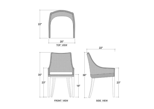Savanah Dining Chair In True White Rattan & Legs W/ Arctic White Seat Cushion-Blue Hand Home