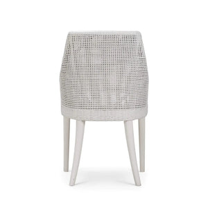 Savanah Dining Chair In True White Rattan & Legs W/ Arctic White Seat Cushion-Blue Hand Home