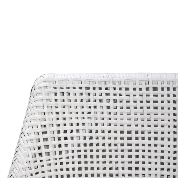 Savanah Dining Chair In True White Rattan & Legs W/ Arctic White Seat Cushion-Blue Hand Home
