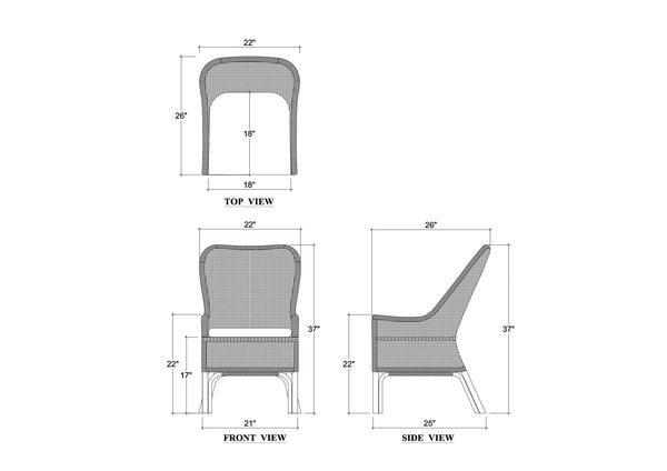 Cristo Rattan Dining Chair w/ Seat Cushion-Blue Hand Home