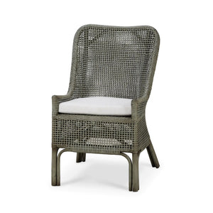 Cristo Rattan Dining Chair w/ Seat Cushion-Blue Hand Home