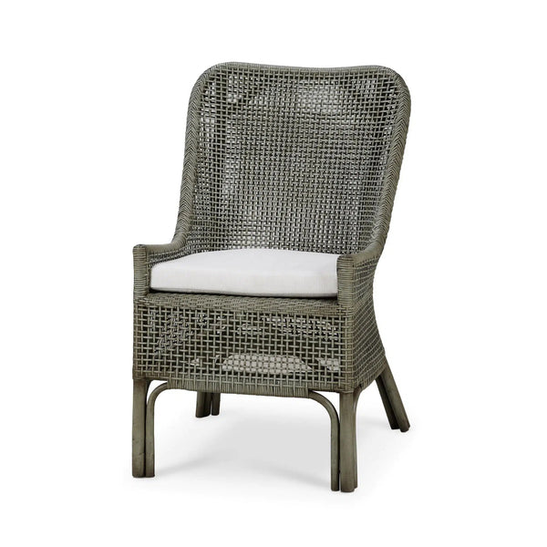 Cristo Rattan Dining Chair w/ Seat Cushion-Blue Hand Home