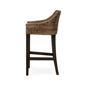 Savanah Rattan Barstool w/ Seat Cushion-Blue Hand Home