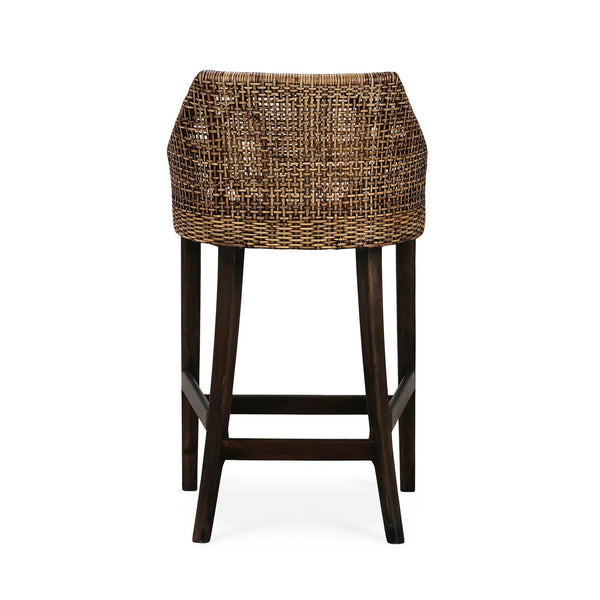 Savanah Rattan Barstool w/ Seat Cushion-Blue Hand Home