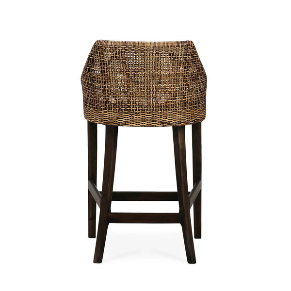 Savanah Rattan Counter Stool w/ Seat Cushion-Blue Hand Home
