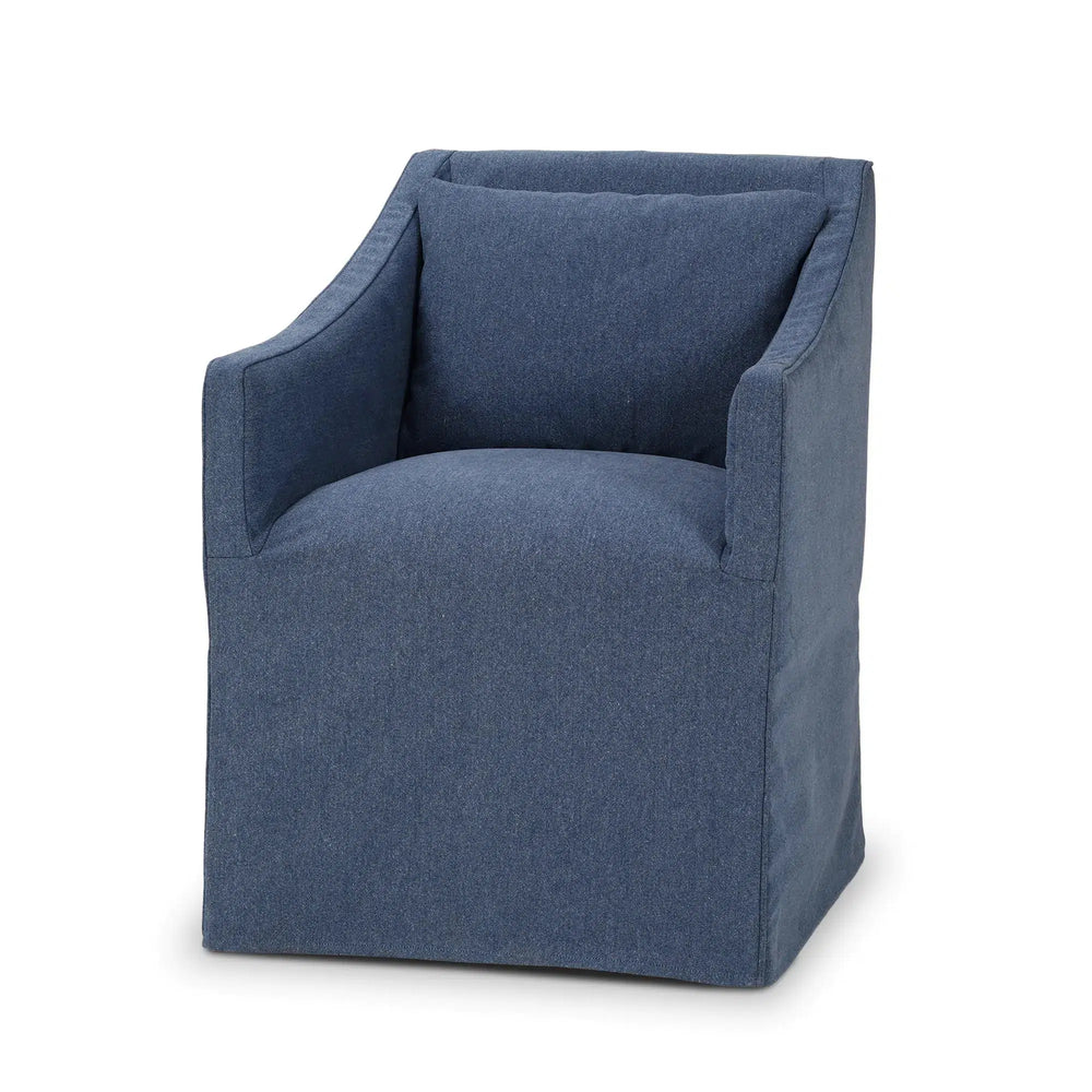 Zara Slipcovered Dining Chair w/ Arms-Blue Hand Home