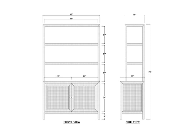 Kagu Open Hutch w/ Rattan-Blue Hand Home