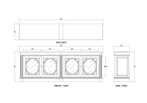 Fiona 4 Door Buffet w/ Glass Shelves-Blue Hand Home
