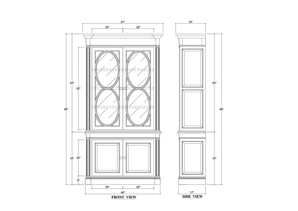 Fiona 4 Door Display Cabinet w/ Glass Shelves-Blue Hand Home