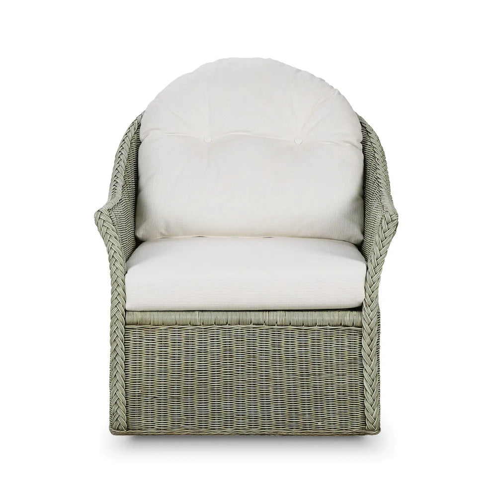 Nantucket Rattan Swivel Chair-Blue Hand Home
