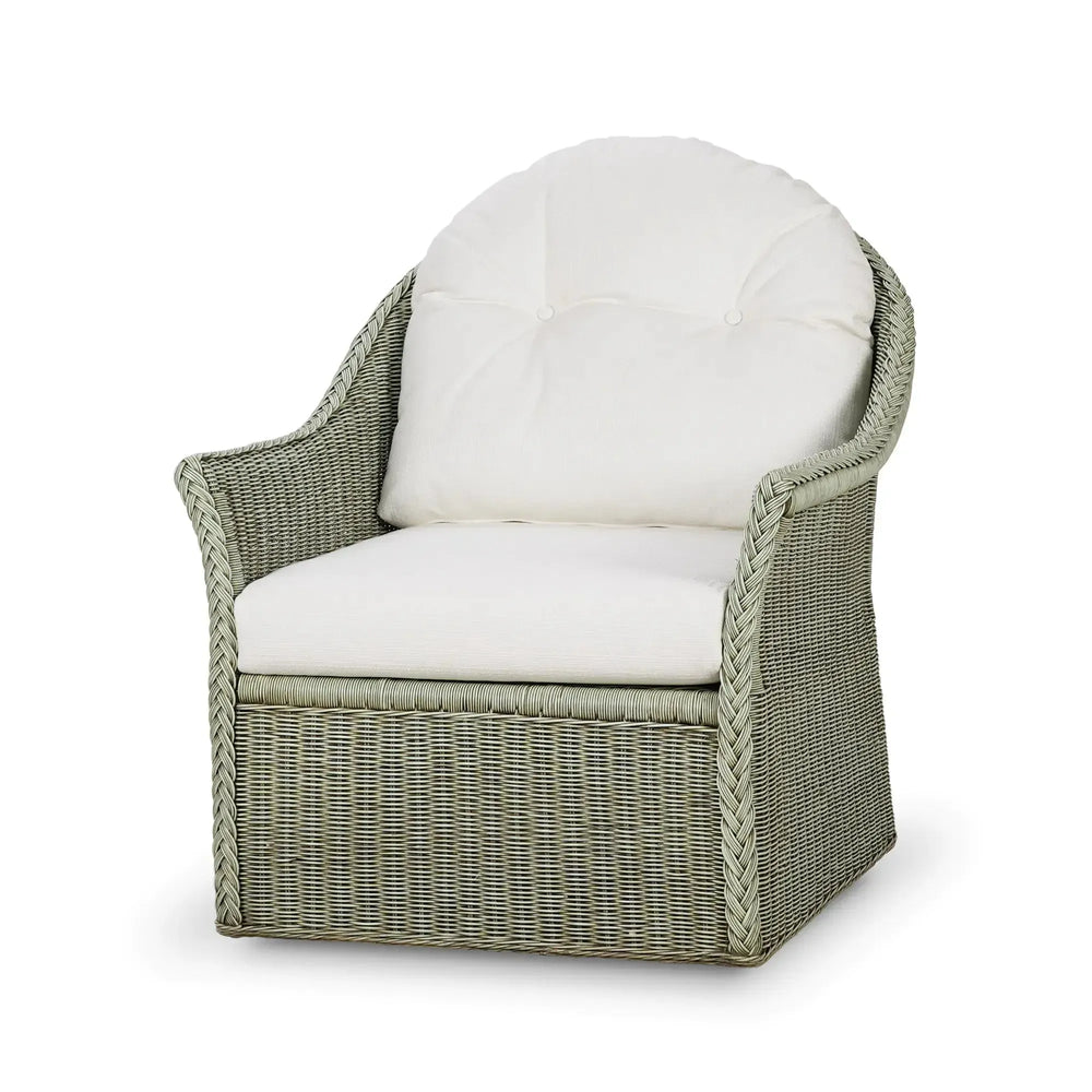 Nantucket Rattan Swivel Chair-Blue Hand Home