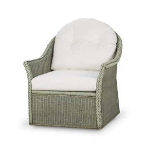 Nantucket Rattan Swivel Chair-Blue Hand Home