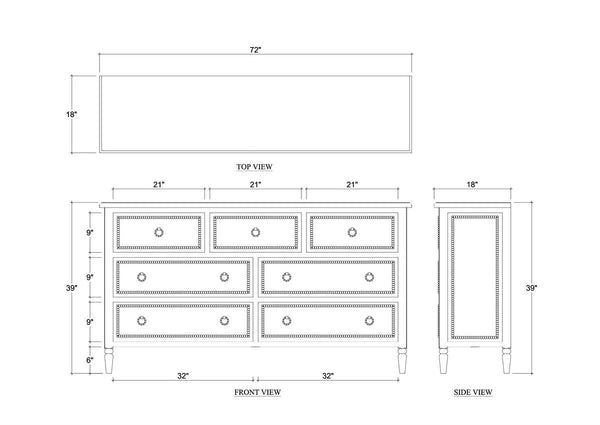Cholet 7 Drawer Dresser in Fruitwood-Blue Hand Home