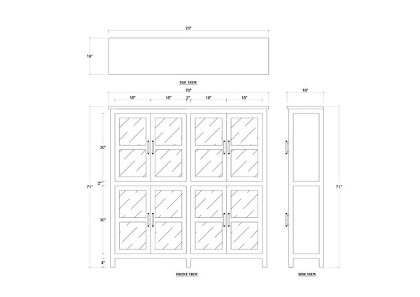 Madrone 8 Door Display Cabinet-Blue Hand Home