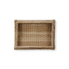 Scallop Rattan Side Table w/ Tray in Natural-Blue Hand Home