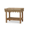 Scallop Rattan Side Table w/ Tray in Natural-Blue Hand Home