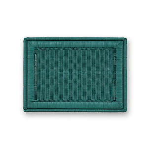 Scallop Rattan Side Table w/ Tray-Blue Hand Home