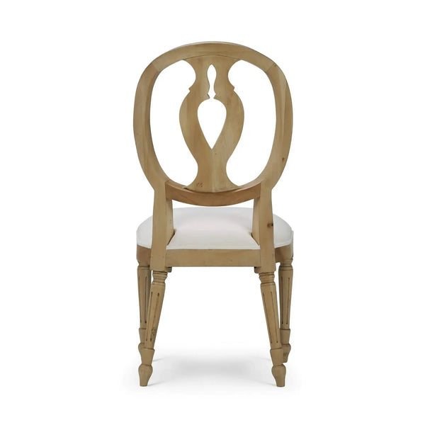 Fiona Dining Chair In Fruitwood W/ Upholstered Seat In Arctic White Performance Fabric-Blue Hand Home