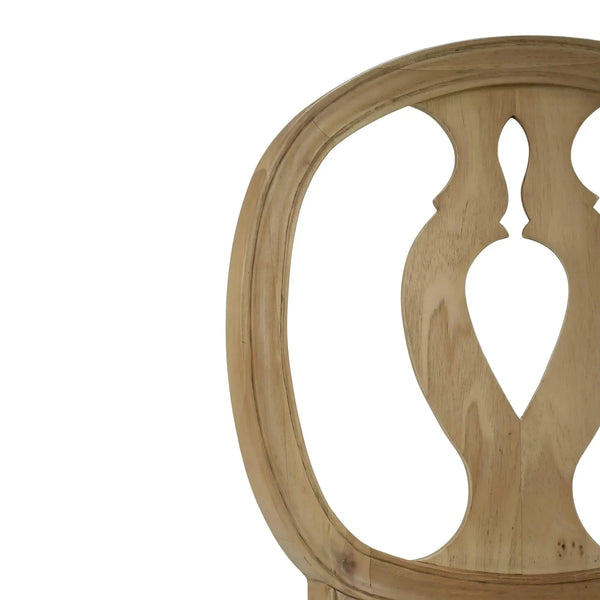 Fiona Dining Chair In Fruitwood W/ Upholstered Seat In Arctic White Performance Fabric-Blue Hand Home