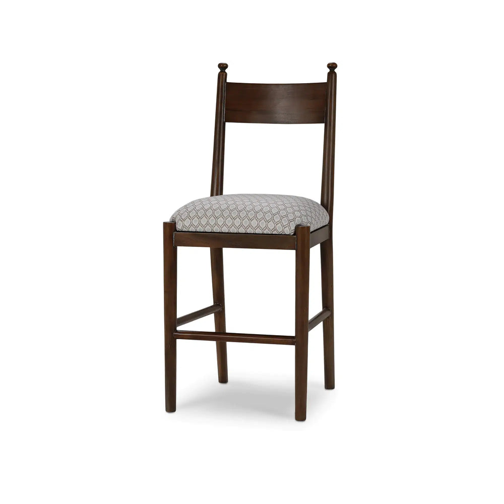 Bahama Counter Stool w/ Upholstered Seat-Blue Hand Home