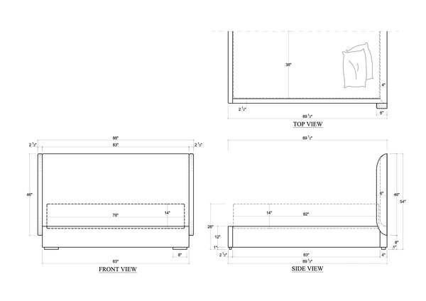 Luxor Upholstered Bed Queen-Blue Hand Home