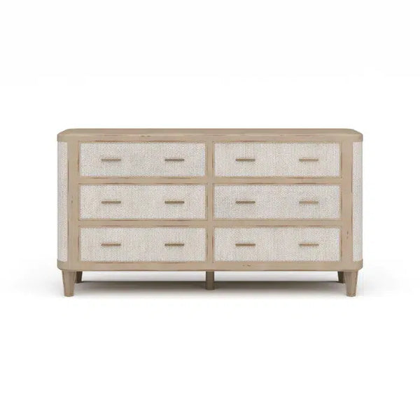 Lexington 6 Drawer Dresser w/ Rattan-Blue Hand Home