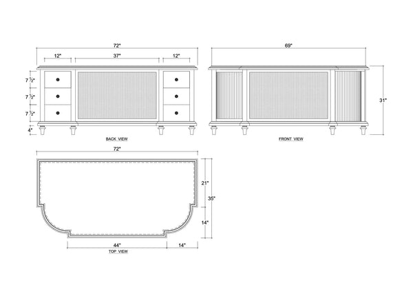 Kraton Reception Desk 72''-Blue Hand Home