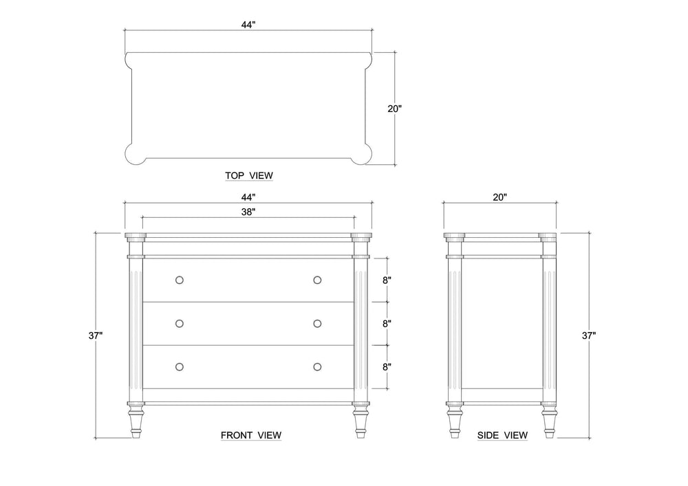 Kelly 3 Drawer Dresser-Blue Hand Home