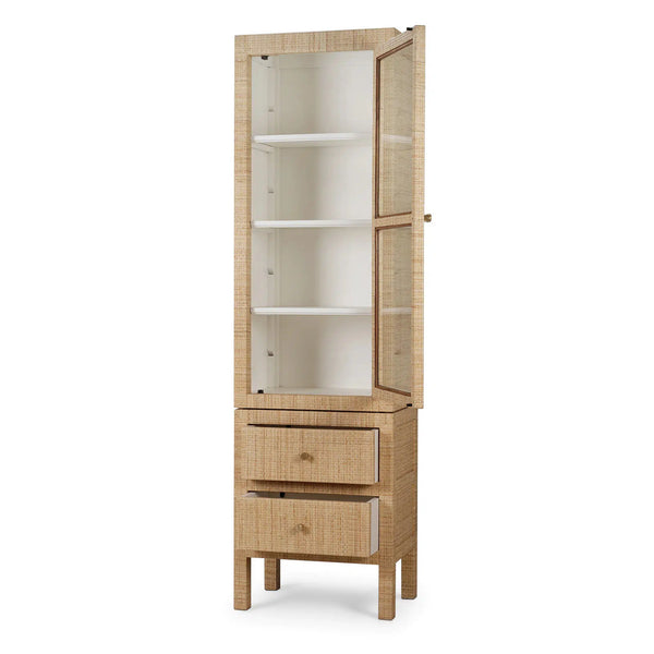 Kagu Tall Cabinet w/ Rattan-Blue Hand Home