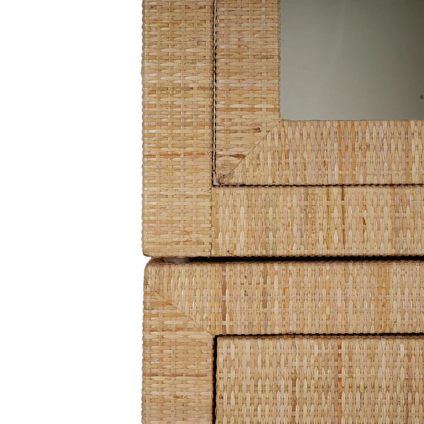 Kagu Tall Cabinet w/ Rattan-Blue Hand Home