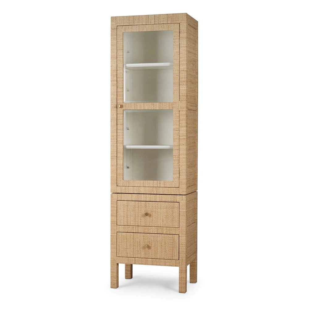 Kagu Tall Cabinet w/ Rattan-Blue Hand Home