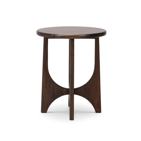 Vannes Round End Table in Walnut-Blue Hand Home