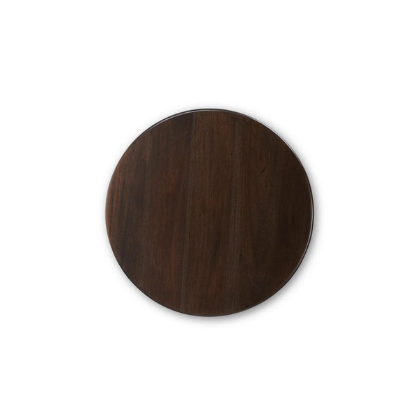 Vannes Round End Table in Walnut-Blue Hand Home