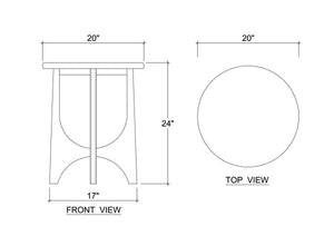 Vannes Round End Table in Walnut-Blue Hand Home