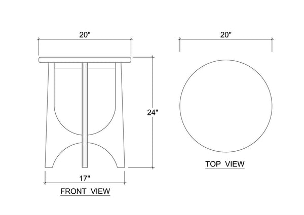 Vannes Round End Table in Walnut-Blue Hand Home