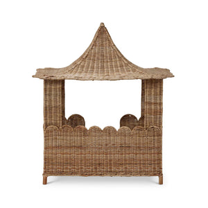 Scalloped Rattan Dog Bed-Blue Hand Home