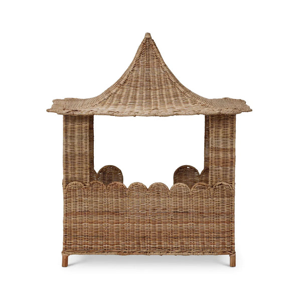 Scalloped Rattan Dog Bed-Blue Hand Home