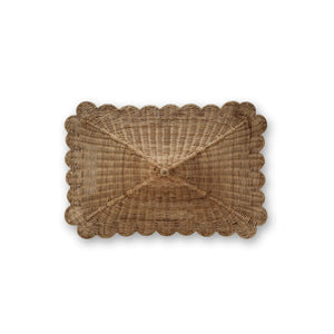 Scalloped Rattan Dog Bed-Blue Hand Home
