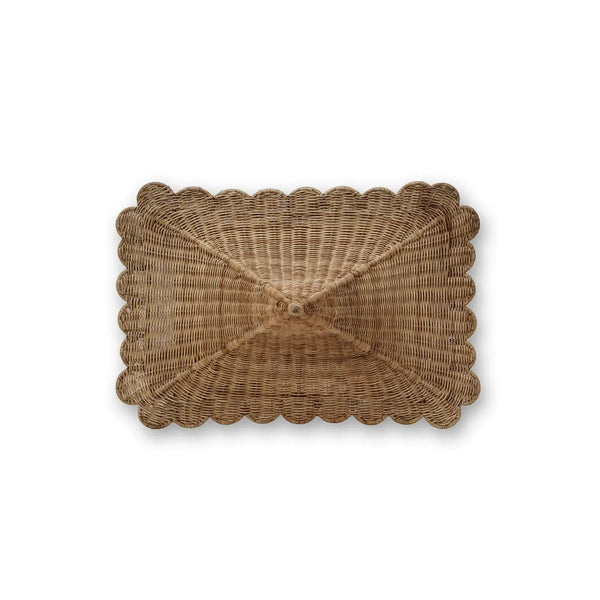 Scalloped Rattan Dog Bed-Blue Hand Home