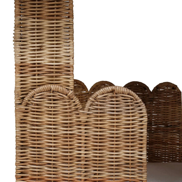 Scalloped Rattan Dog Bed-Blue Hand Home