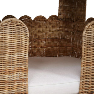 Scalloped Rattan Dog Bed-Blue Hand Home