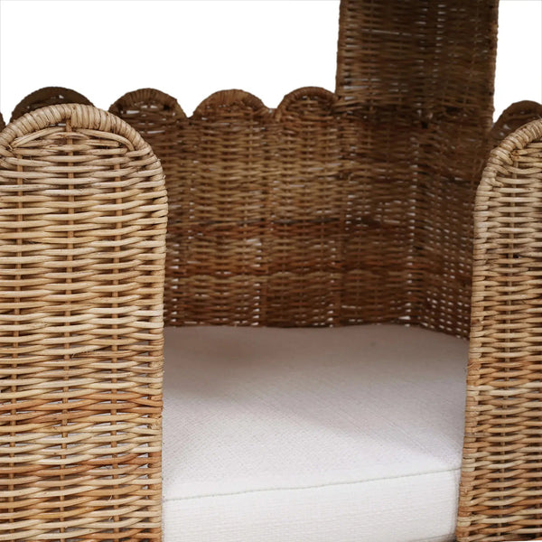 Scalloped Rattan Dog Bed-Blue Hand Home