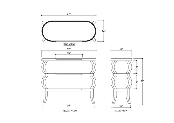 Savanah 3 Tiered Console Table In True White-Blue Hand Home