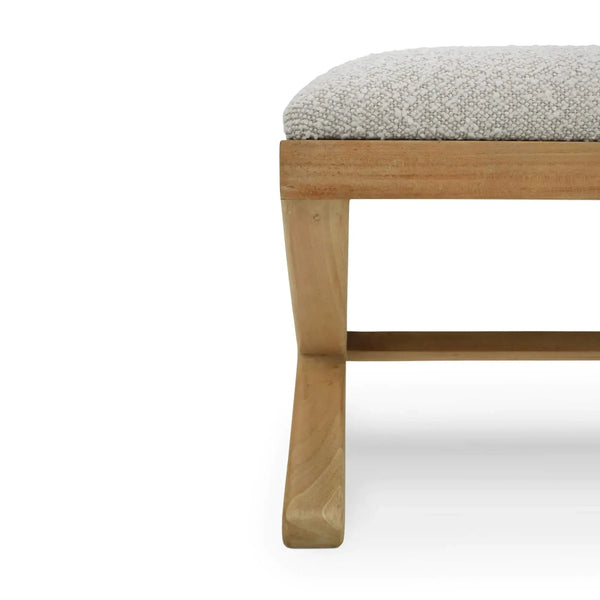 Milton X Bench In Fruitwood W/ Boucle Sand Performance Fabric-Blue Hand Home