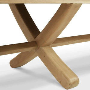 Milton X Bench In Fruitwood W/ Boucle Sand Performance Fabric-Blue Hand Home