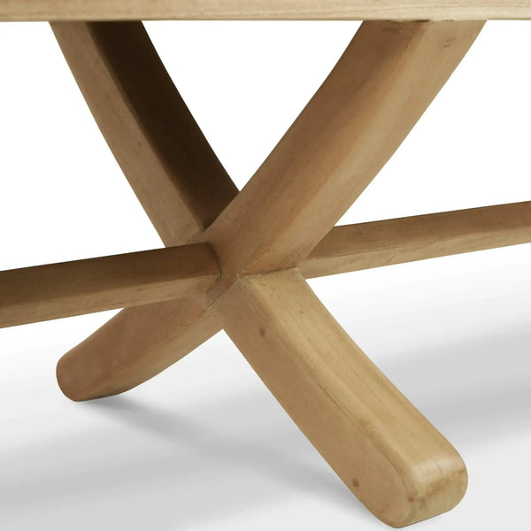 Milton X Bench In Fruitwood W/ Boucle Sand Performance Fabric-Blue Hand Home