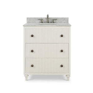 Kraton Single Vanity In True White W/ Sink & Marble Top-Blue Hand Home